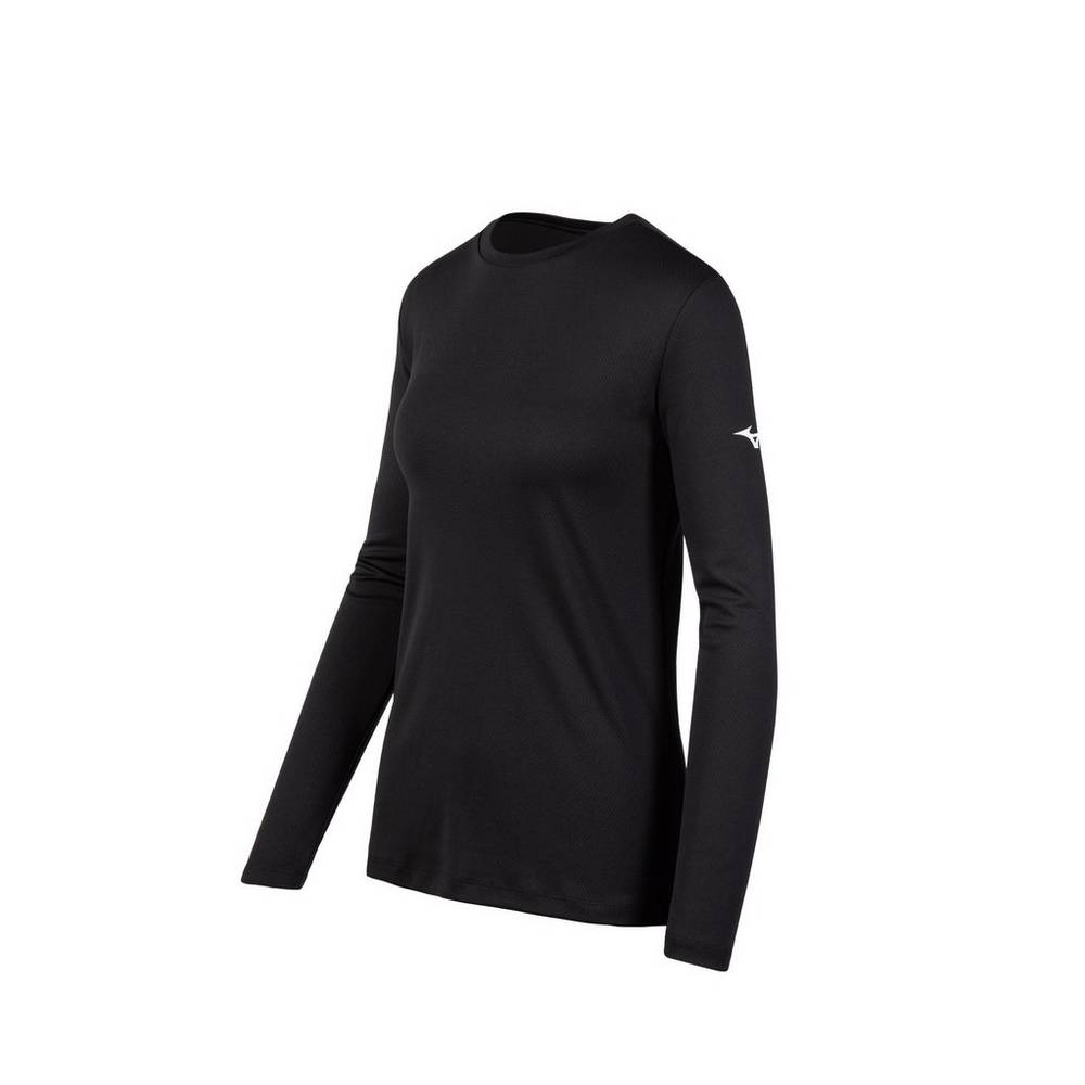 Camisetas Mizuno Long Sleeve Para Mujer Negros 6210749-XB